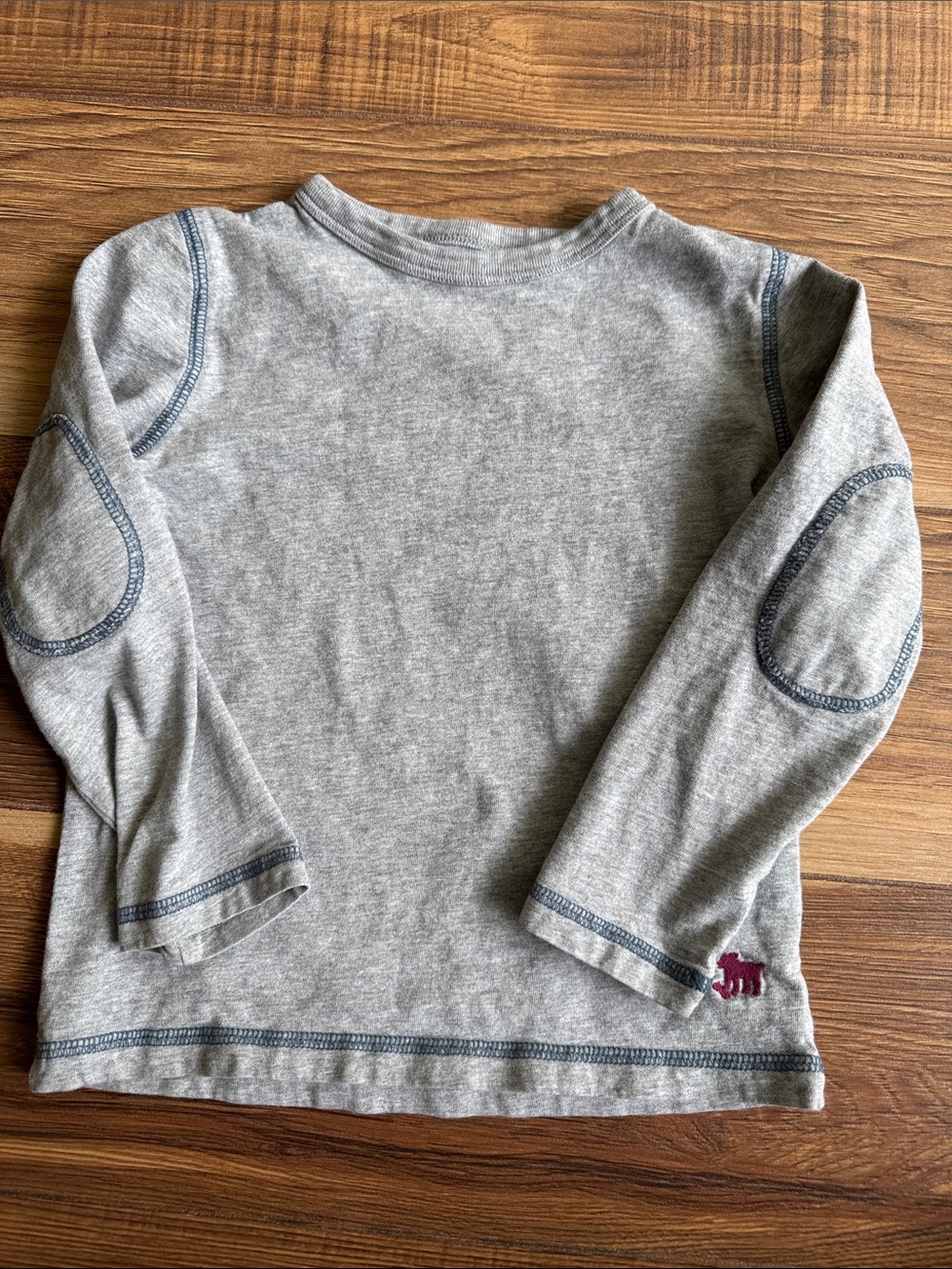 Mini Boden Gray Long Sleeve Tee with Navy Stitching